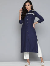 Paisley Embroidered Chikankari Navy Kurta ( JOK 1486 Navy )-JOK-1486